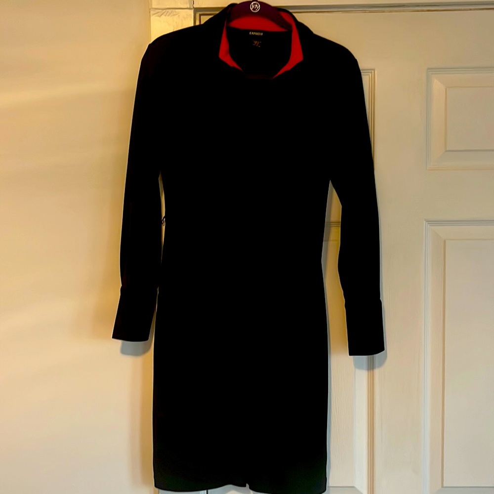 Express black long sleeve dress with red size 3/4